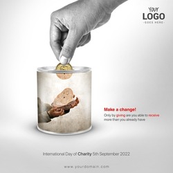 Charity and giving money to the poor people is such a kind thing. Donate single coin in this International Day of Charity on 5 September