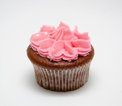 Cup Cake pink butter cream isolated background