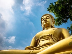 Giant Buddha statue in Bangkok, Thailand. Large golden Buddha. Golden giant buddha image