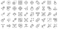 Set of thin line selection and cursors Icons. Vector illustration