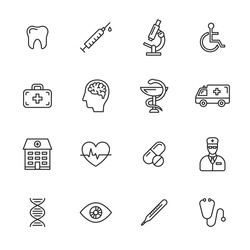 Medical thin line icons