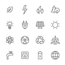 Ecology and energy line icons