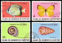 Cuban postage stamp close up.