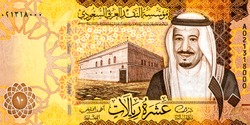 King Abdullah bin Abdul Aziz al-Saud. Portrait from Saudi Arabia 10 Riyals 2016 Banknotes. 
