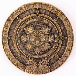 Maya Gold Plated Coin MEXICO Mayan Prophecy Ancient Calendar Souvenir Coin VINTAGE. Collection.