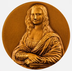 Commemorative coin Lisa del Giocondo  Detail of Mona Lisa (1503-1506) by Leonardo da Vinci, Louvre Born Lisa Gherardini June 15, 1479. 