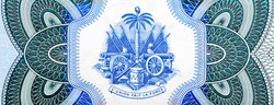 Coat of arms of Haiti. Portrait from Haiti 10 Gourdes 2000 Banknotes.