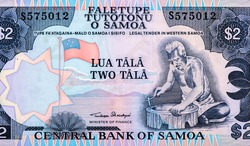 Fisherman, Portrait from Samoa 2 Tala 1985 Banknotes. El Estado Independiente de Samoa es un pais que comprende un grupo de islas perteneciente al archipielago de la Polinesia al sur del Paciico.