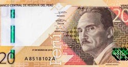 Jose María Arguedas Altamirano; Portrait from Peru 20 soles 2022 Banknotes.