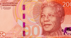 Nelson Mandela Portrait from South Africa 200 Rand 2023 Banknotes. 
