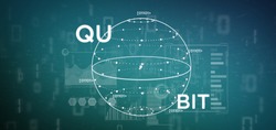 View of Quantum computing concept with qubit icon 3d rendering