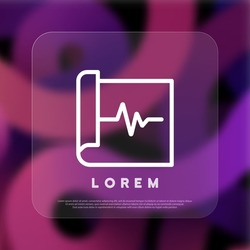 Cardiogram list icon. Heartbeat stroke. Glassmorphism style. Vector line icon for Business and Advertising.