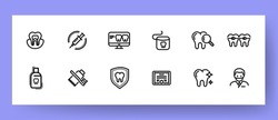 Dentistry icons set. Icons dental floss, dentist, toothpaste, teeth x-ray and dentist certificate. Dental care concept. Vector EPS 10.