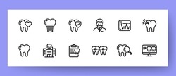 Dentistry icons set. Icons tooth protection, clean teeth, implant and dentistry. Dental care concept. Vector EPS 10.