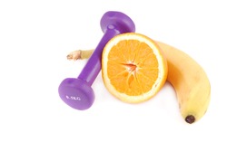 Banana and dumbbells of various colours. To apply in common.