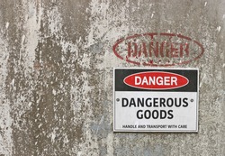 red, black and white Danger, Dangerous Goods warning sign