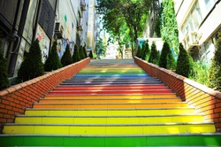 Colorful Stairs Famous in Istanbul, Turkey