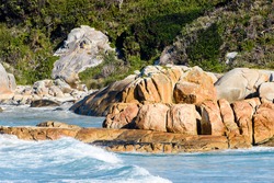 Rocks at Beer Barrel Beach, St Helens, Bay of Fires, Tasmania,Australia