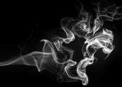 White smoke abstract on black background, fire design