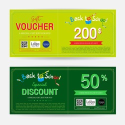 Gift voucher or gift coupon for back to school season in colorful theme