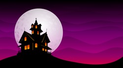 Haunted old house with the moon in background