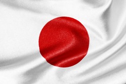Flag of Japan on satin texture