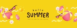 Colorful Summer banner background with beach vibes decorate 
