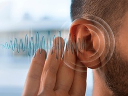 person having hearing issues concept. hearing loss concept.