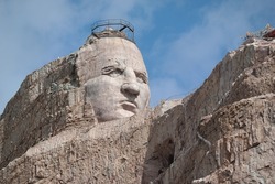 Crazy Horse monument close up shot of face.