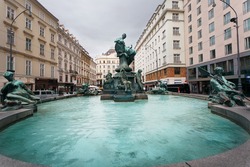Beautiful sculptural fountain in Vienna. Austria.