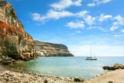 Seascape of coast of Puerto de Mogan. Gran Canaria. Canary Islands. 
