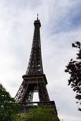 View of the Effiel Tower from below in Paris