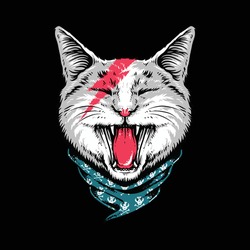 Animal cat rock style roar graphic illustration vector art t-shirt design