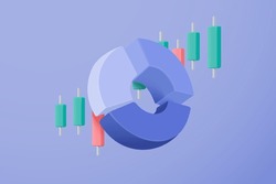 3D stock trade investment graph icon in market. 3d Sell and buy money cash and exchange with finance business, earning investment. 3d bank trading graph vector icon for investment render illustration