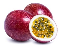 clipping path passion fruit isolated on white background