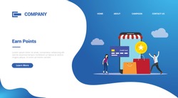 earn points business people reward concept for website template or landing homepage template banner