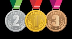 Vector of gold, silver and bronze medals, 1st 2nd and 3rd place. events and sports competition