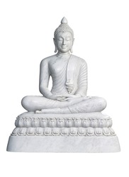 Marble statue of Buddha isolated on white background