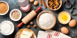 Baking background with ingredients. Cooking concept