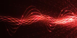 Abstract glowing lighs spiral. Red lines background. Vector design