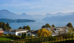 Beautiful village with the lake in Luzern, Switzerland.