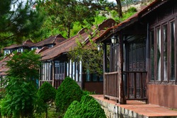 Old wooden house on the hill in Dalat, Vietnam.