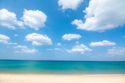 Beautiful sea summer or beach and tropical sea background at Mai khao beach,Phuket,Thailand.