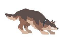 Furious Aggressive Brown Dog Baring its Teeth Vector Illustration
