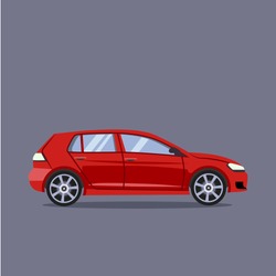 Vector red car flat style illustration concept