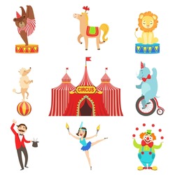 Circus Performance Objects And Characters Set