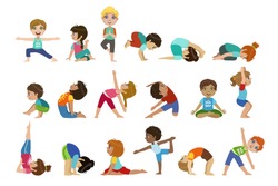 Little Girls Doing Yoga Set