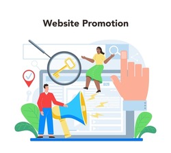 Seo specialist concept idea of search engine optimization for website as marketing strategy web page promotion in the internet development audit vector illustration in cartoon style Free Vector