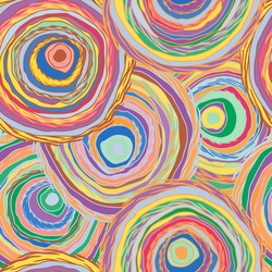 abstract seamless pattern - vector illustration. The bright multicolored circles Hand-drawn manually.