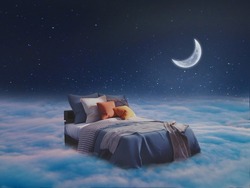 A comfortable bed for sleeping in clouds